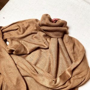 Roz & Ali Camel Silky Soft Turtleneck Sweater